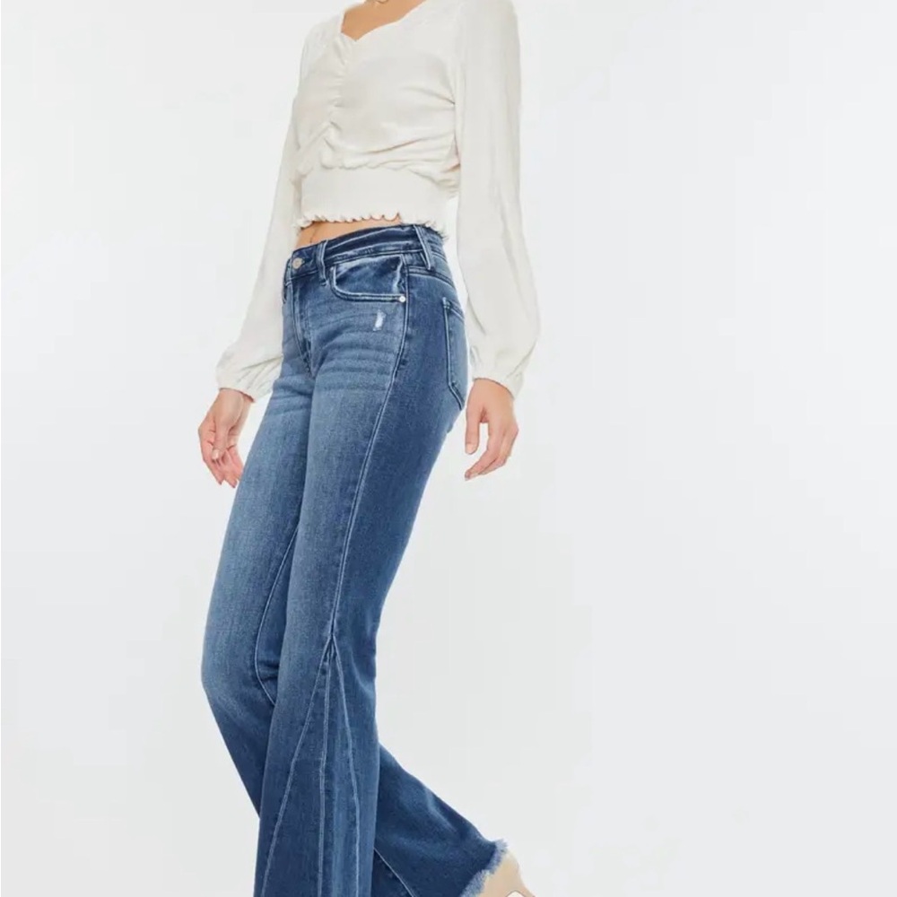 NWT- Jelly Jeans Women's Dark Blue Flare Wide-Leg Jeans